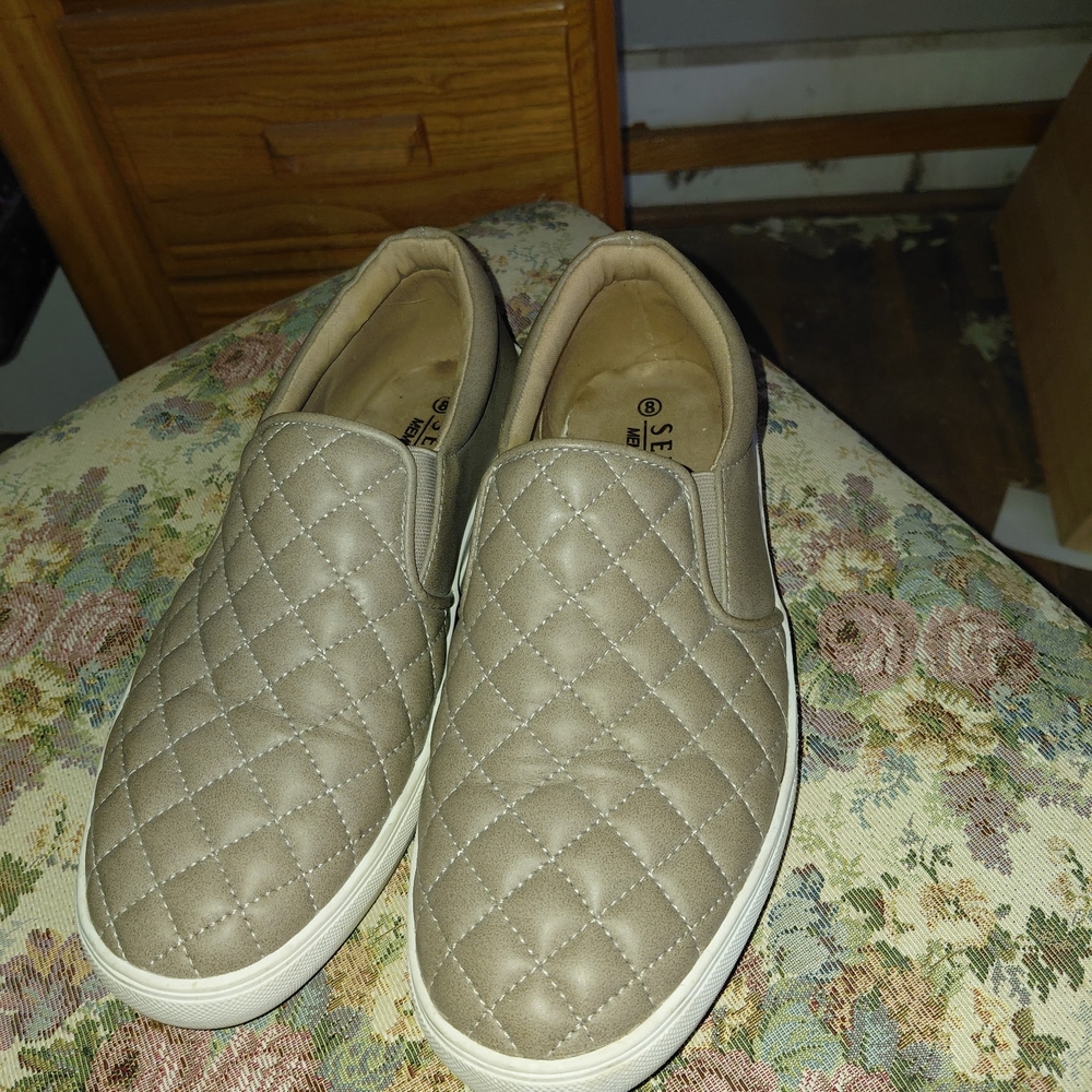 Serra Quilted Taupe Slip-On Sneakers